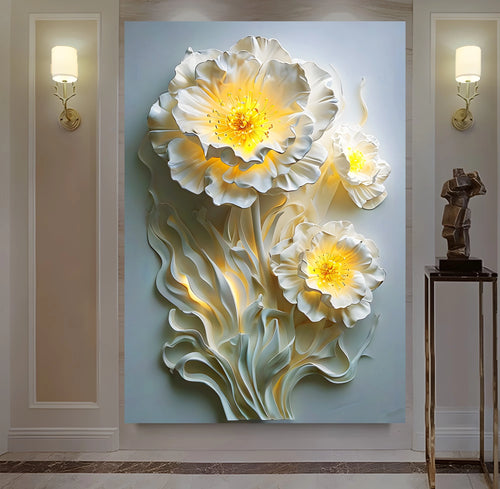 Çiçek Motifli – Uzaktan Kumandalı LED Işıklı Kanvas Tablo