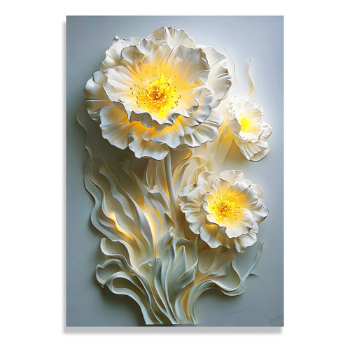 Çiçek Motifli – Uzaktan Kumandalı LED Işıklı Kanvas Tablo