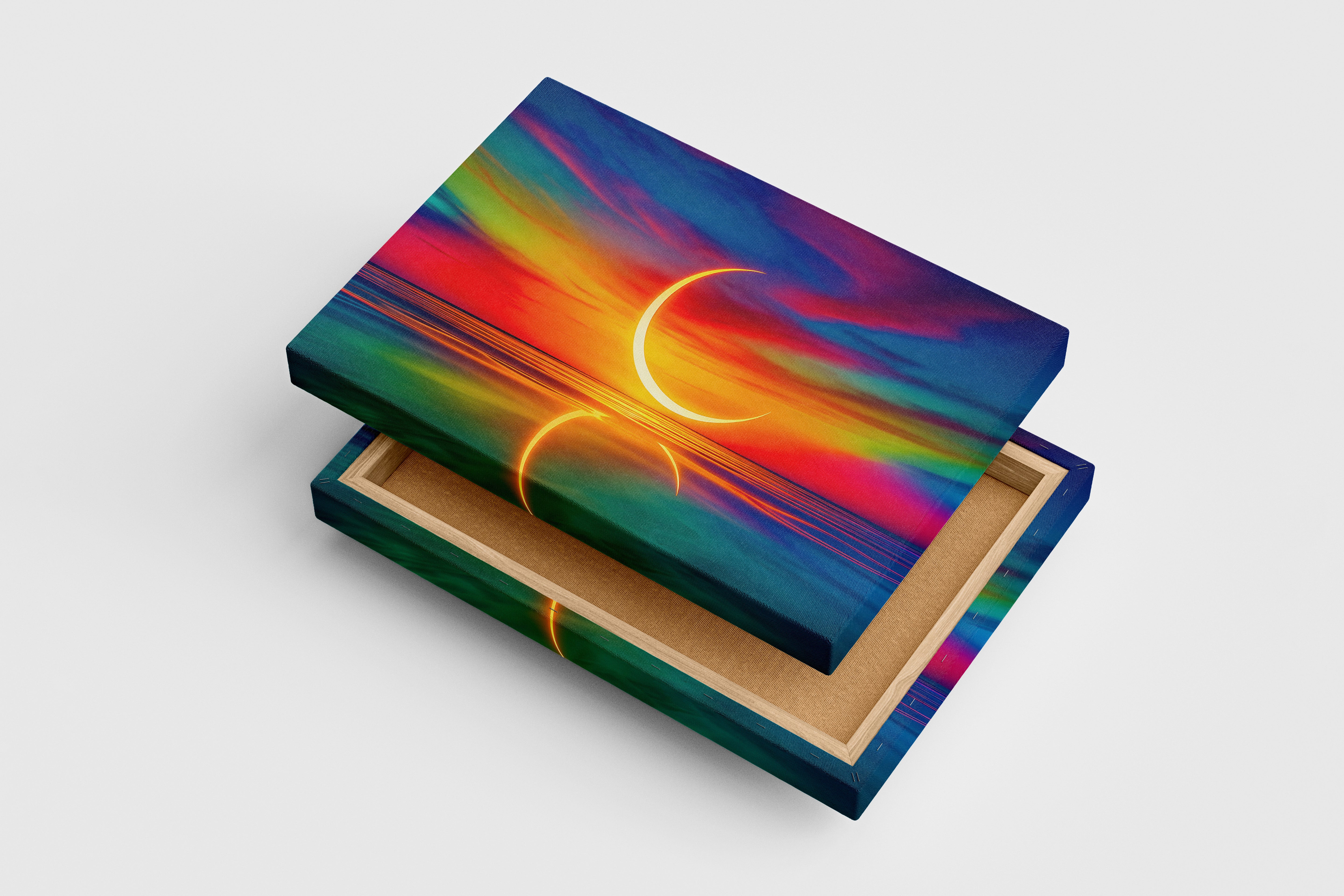 ai creation, reflection of nature and the sunset model 2, view, ai art, art, kanvas tablo