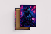 ai creation, Cyberpunk motorcycle girl, ai art, art, kanvas tablo