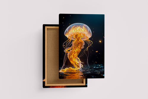 ai creation, a jellyfish engulfed in flames, ai art, art, kanvas tablo