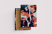 vibrant abstract art with dynamic splashes of orange and white paint on a dark background, abstract, art, kanvas tablo