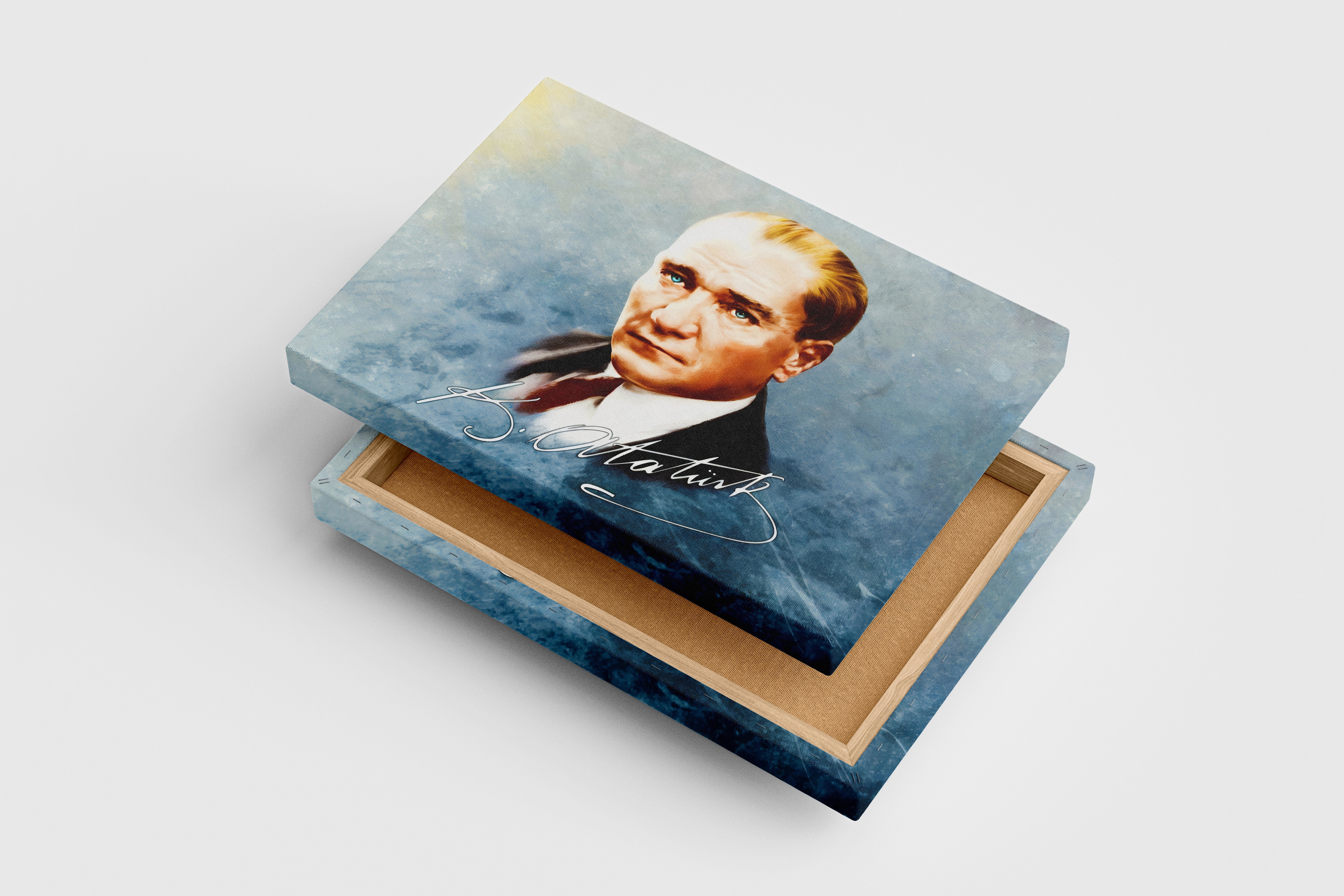 Atatürk portre with his signature model 2, art, kanvas tablo
