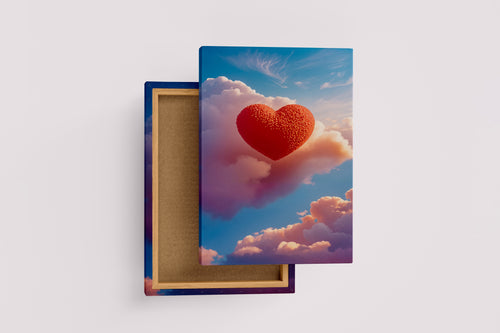 ai creation, huge red heart among the clouds, ai art, art, kanvas tablo
