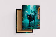 ai creation, cat in neon green fog, pet, ai art, art, kanvas tablo