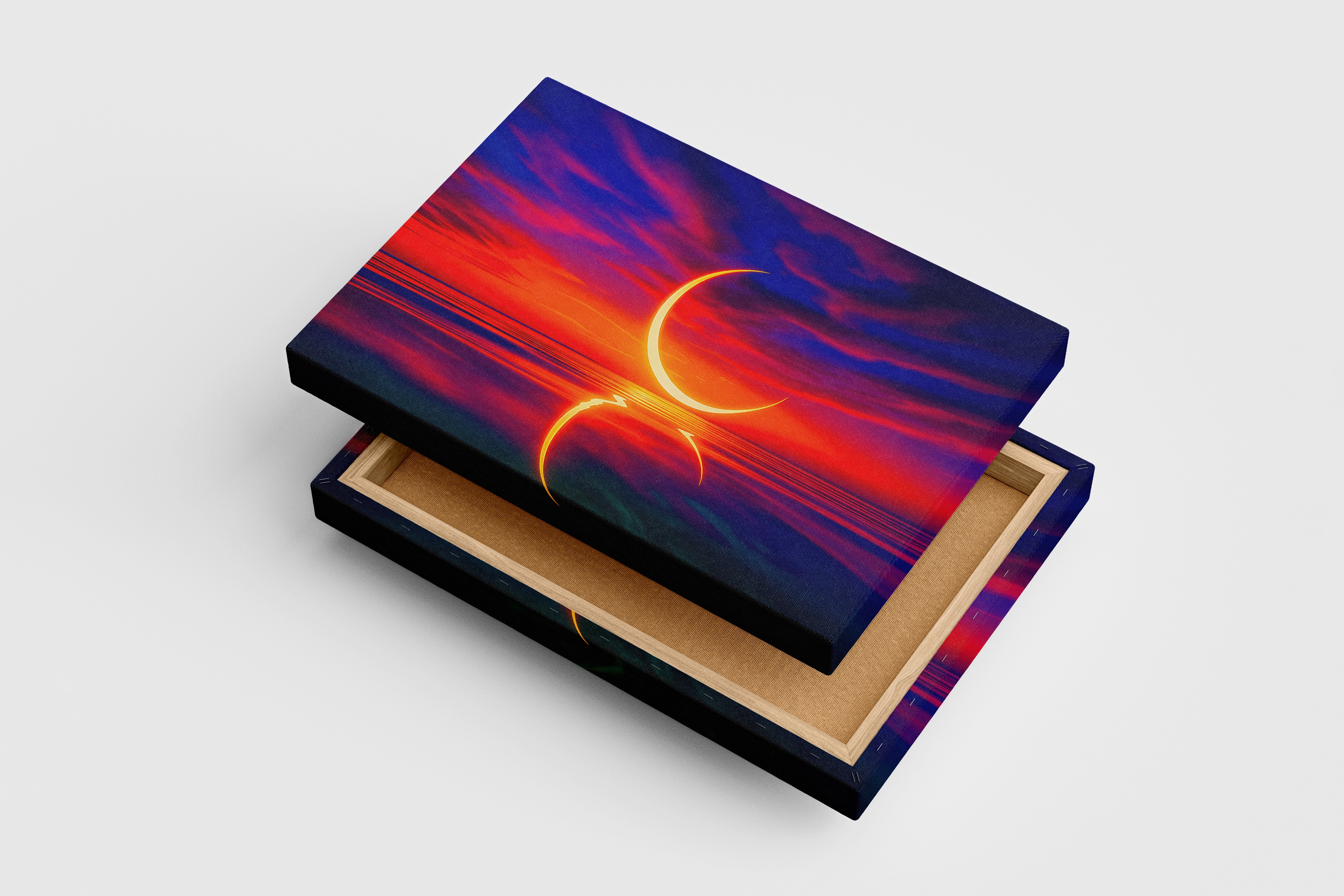 ai creation, reflection of nature and the sunset model 1, view, ai art, art, kanvas tablo