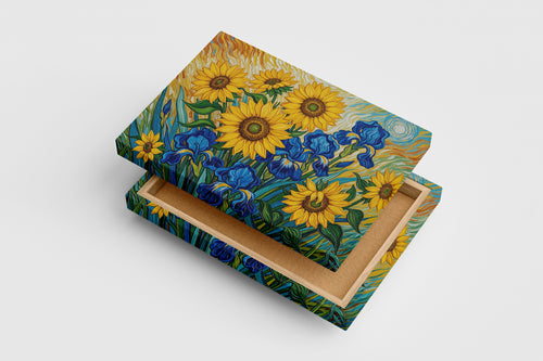 flower motif, sunflower in van gogh style, art, kanvas tablo