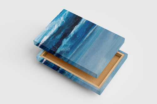a minimalist abstract painting on canvas featuring textures in two different shades of blue, abstract, art, kanvas tablo