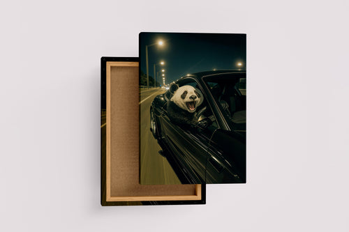 ai creation, panda driver, ai art, art, kanvas tablo