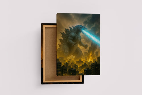 ai creation, godzilla attack, ai art, art, kanvas tablo