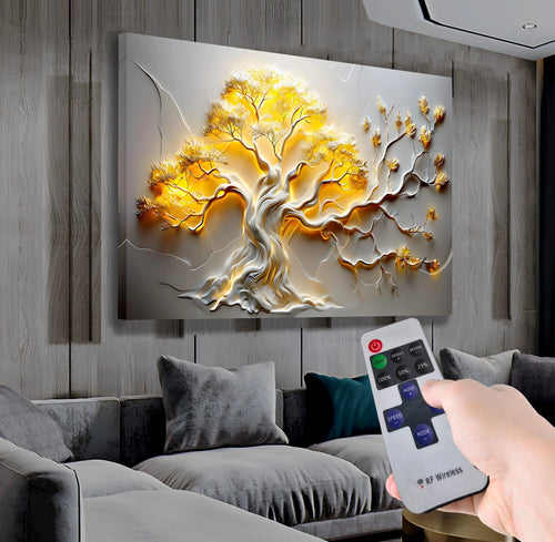 Soyut Ağaç – Uzaktan Kumandalı LED Işıklı Kanvas Tablo