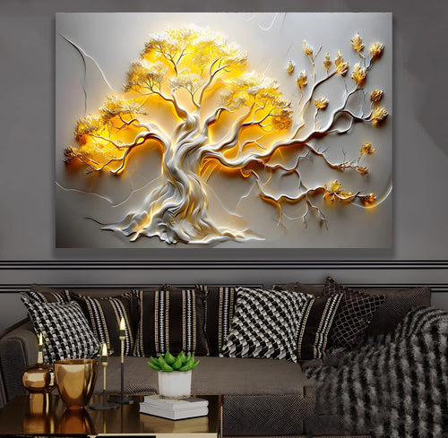 Soyut Ağaç – Uzaktan Kumandalı LED Işıklı Kanvas Tablo