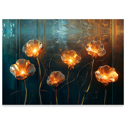 Çiçek Motifleri – Uzaktan Kumandalı LED Işıklı Kanvas Tablo