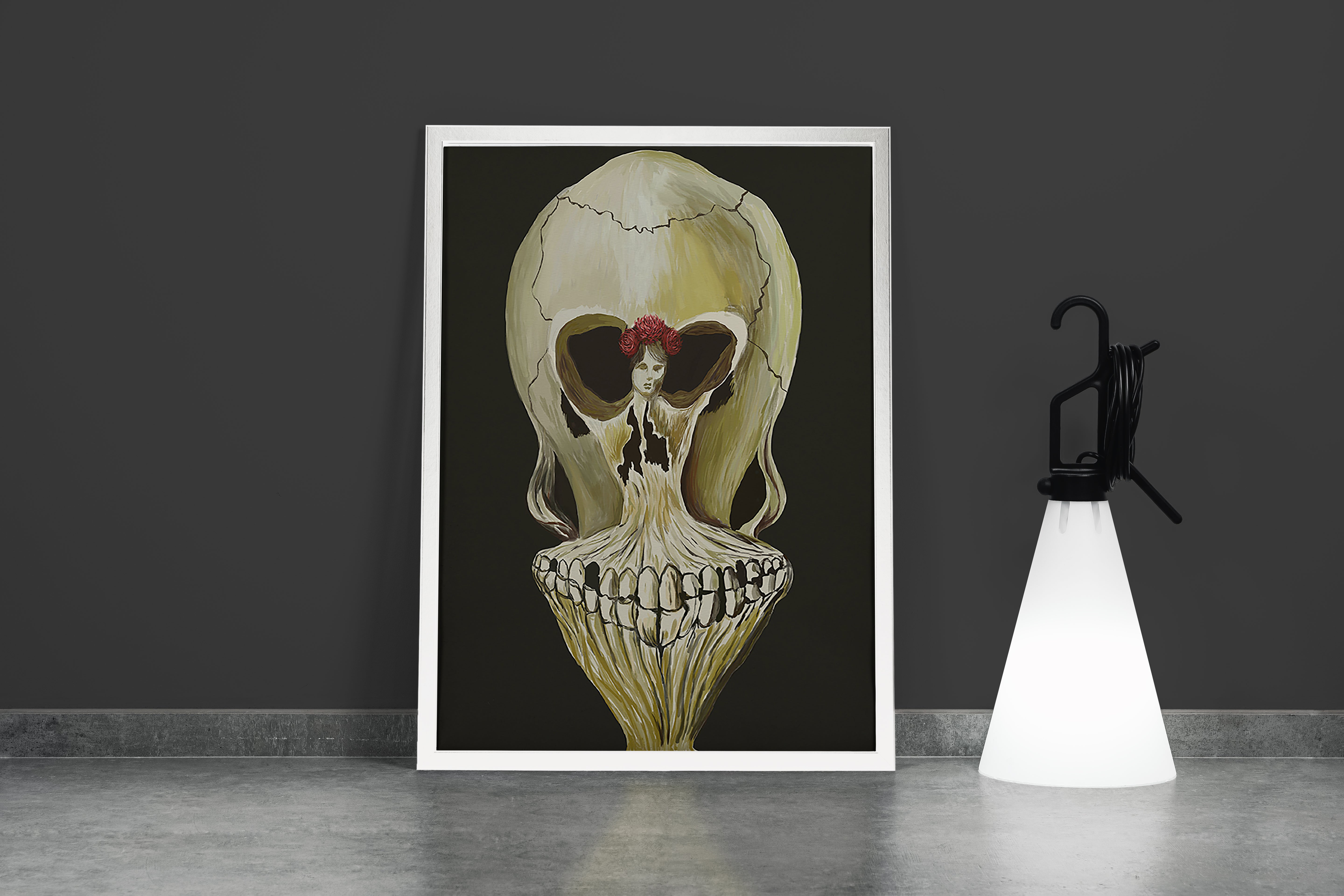 Salvador Dali Balerin ve Kafatası İllüzyon Sürrealist Kanvas Tablo