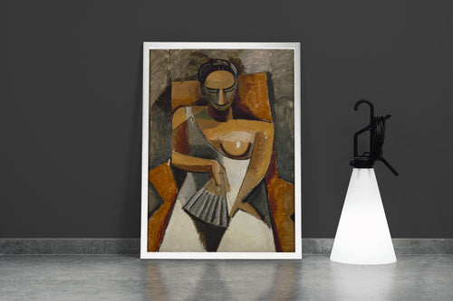 Pablo Picasso Yelpazeli Kadın Kübist Portre Kanvas Tablo