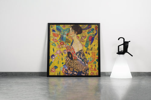 Gustav Klimt'in Son Başyapıtı Yelpazeli Kadın (Lady with a Fan) Art Nouveau Kanvas Tablo
