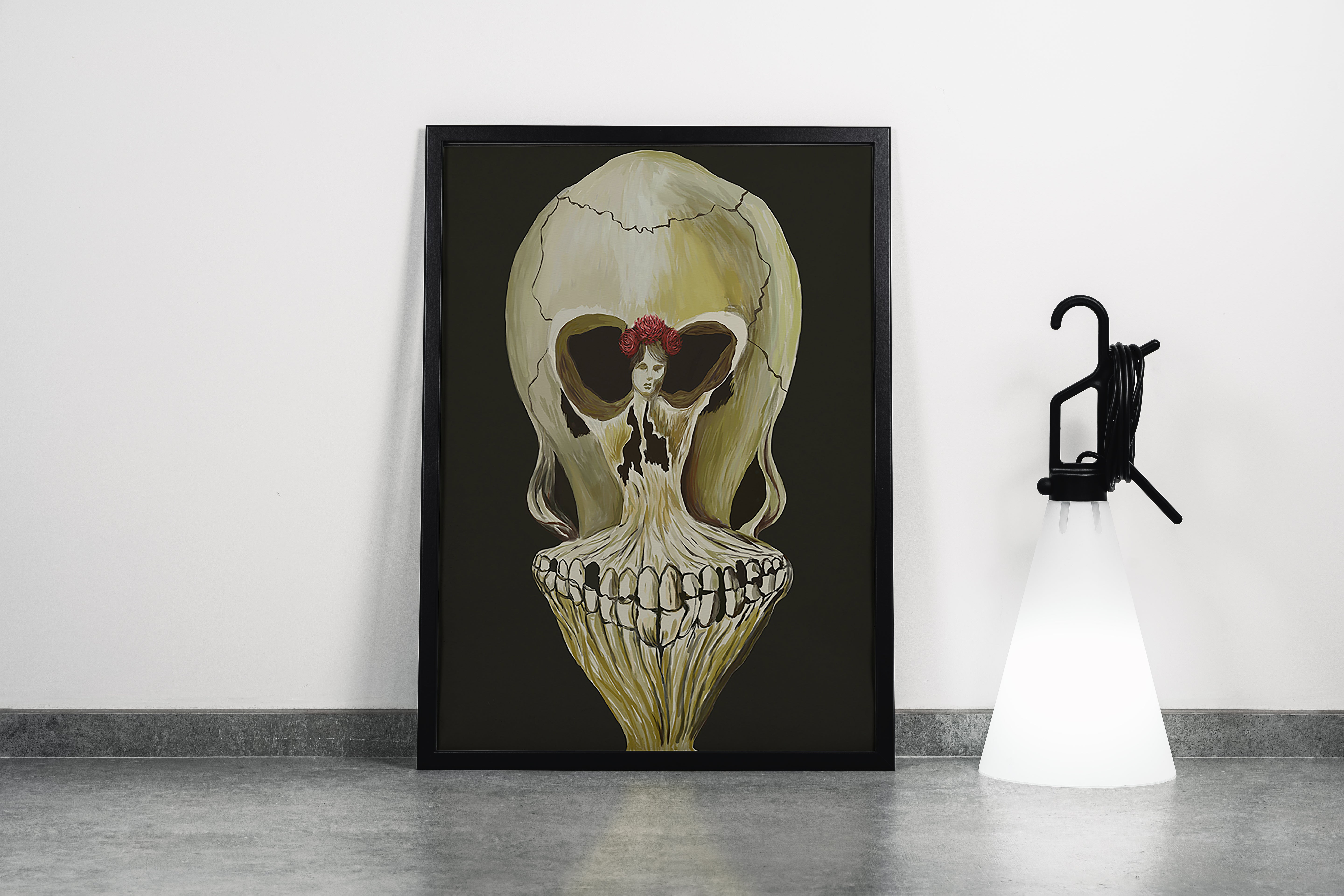 Salvador Dali Balerin ve Kafatası İllüzyon Sürrealist Kanvas Tablo