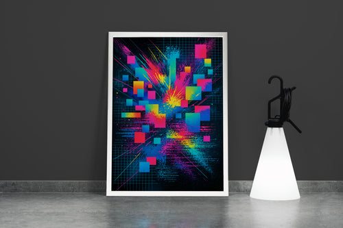ai creation, colorful cube pieces scattered model 1, ai art, art, kanvas tablo
