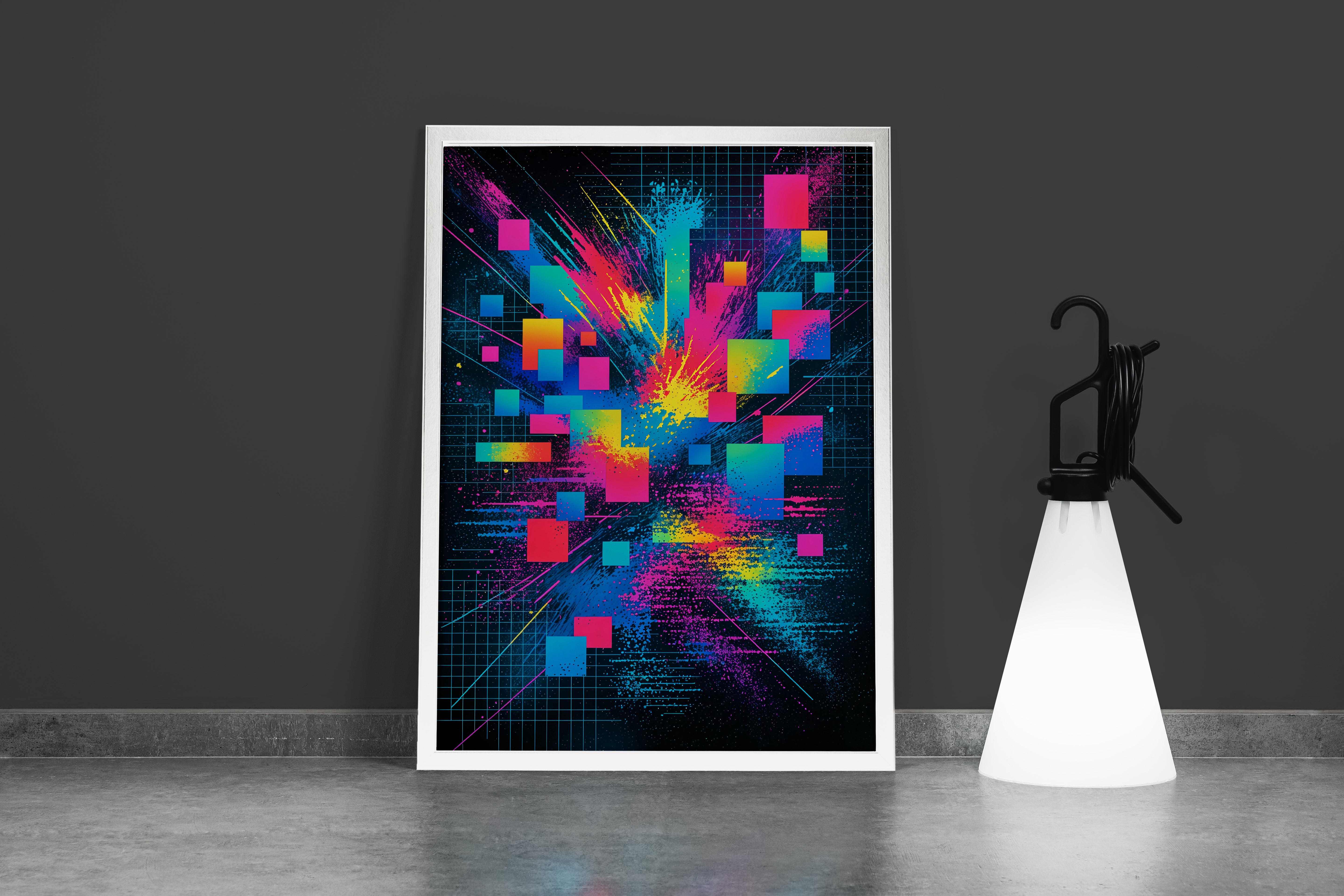 ai creation, colorful cube pieces scattered model 1, ai art, art, kanvas tablo