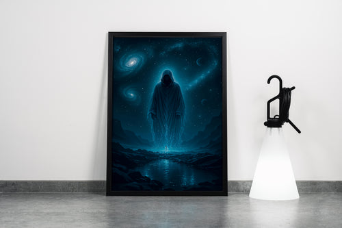 ai creation, giant man in black mystical cloak, ai art, art, kanvas tablo