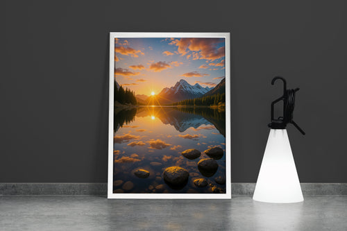 ai creation, the reflection of the sunset in the river, ai art, art, kanvas tablo