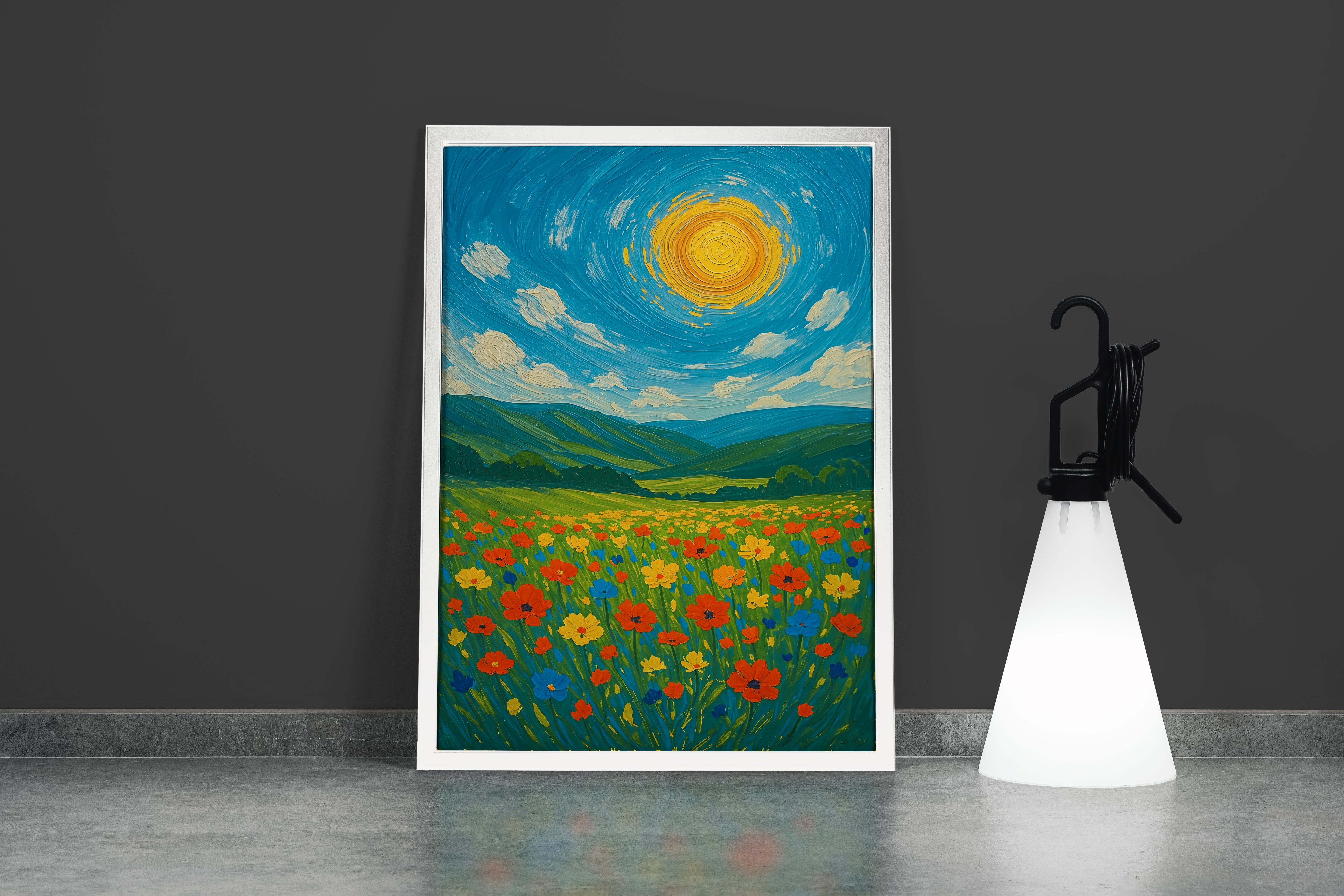 ai creation, oil painting feeling, watching the sun in the garden, ai art, art, kanvas tablo