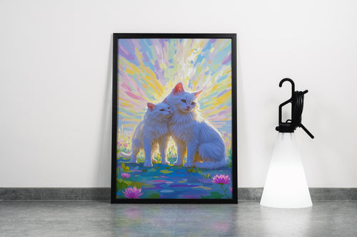 ai creation, Monet themed white cats, pet, ai art, art, kanvas tablo