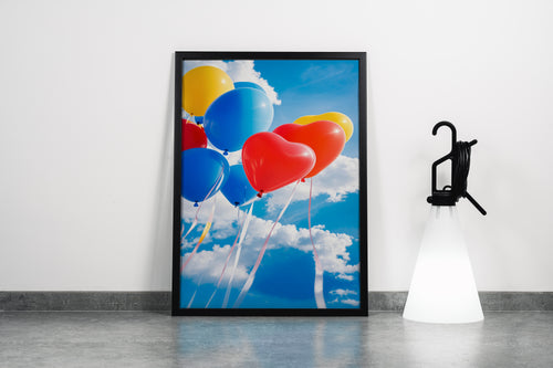 ai creation, different shaped balloons floating in the sky, ai art, art, kanvas tablo