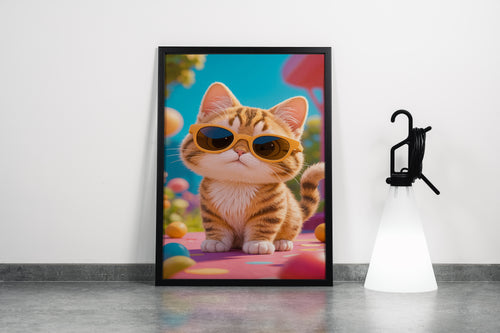 ai creation, plush orange cat with glasses, pet, ai art, art, kanvas tablo