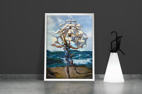 Salvador Dali Gemi ve İnsan Figürü Sürrealist Sanat Kanvas Tablo