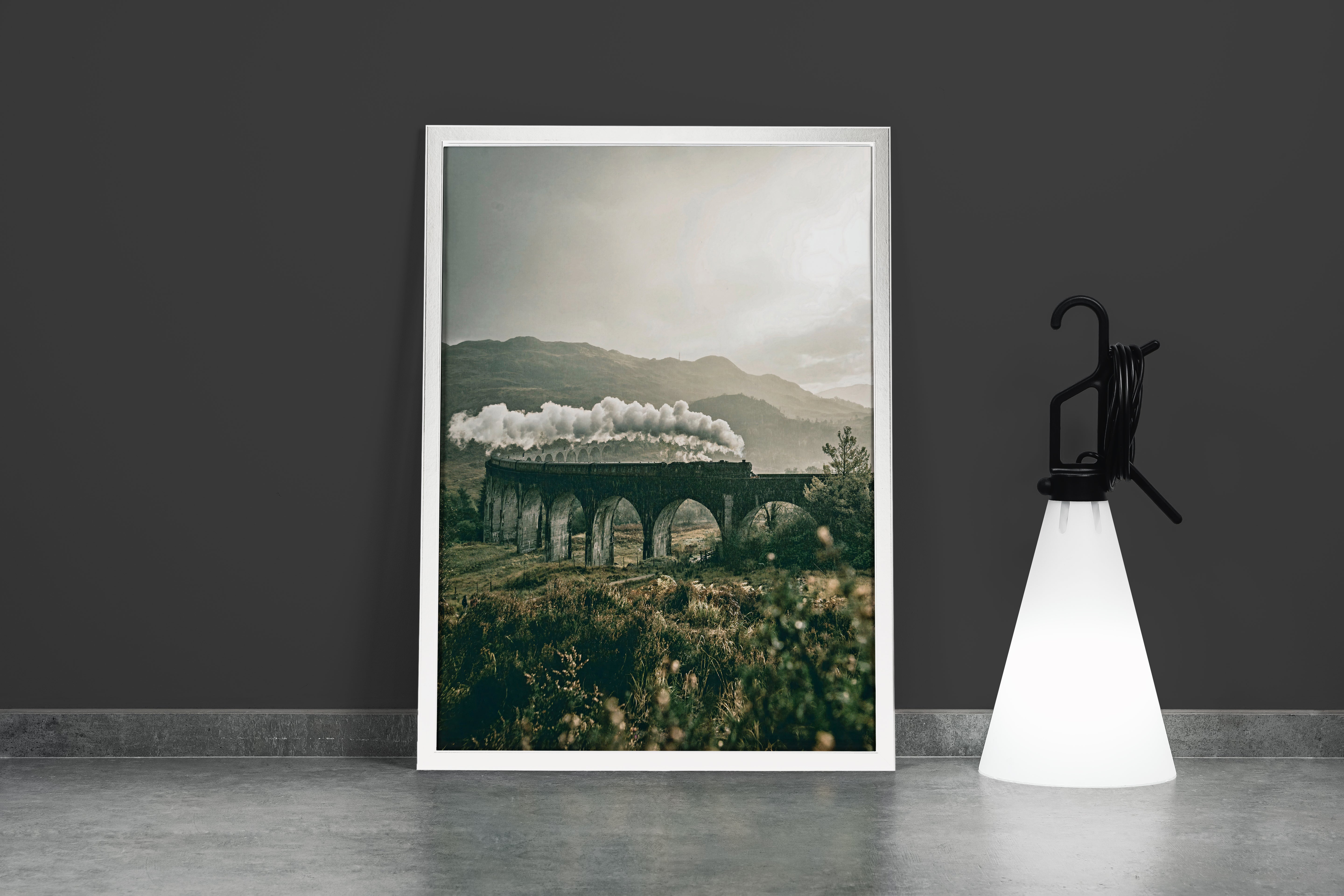 gloomy atmosphere as the train departs, view, art, kanvas tablo