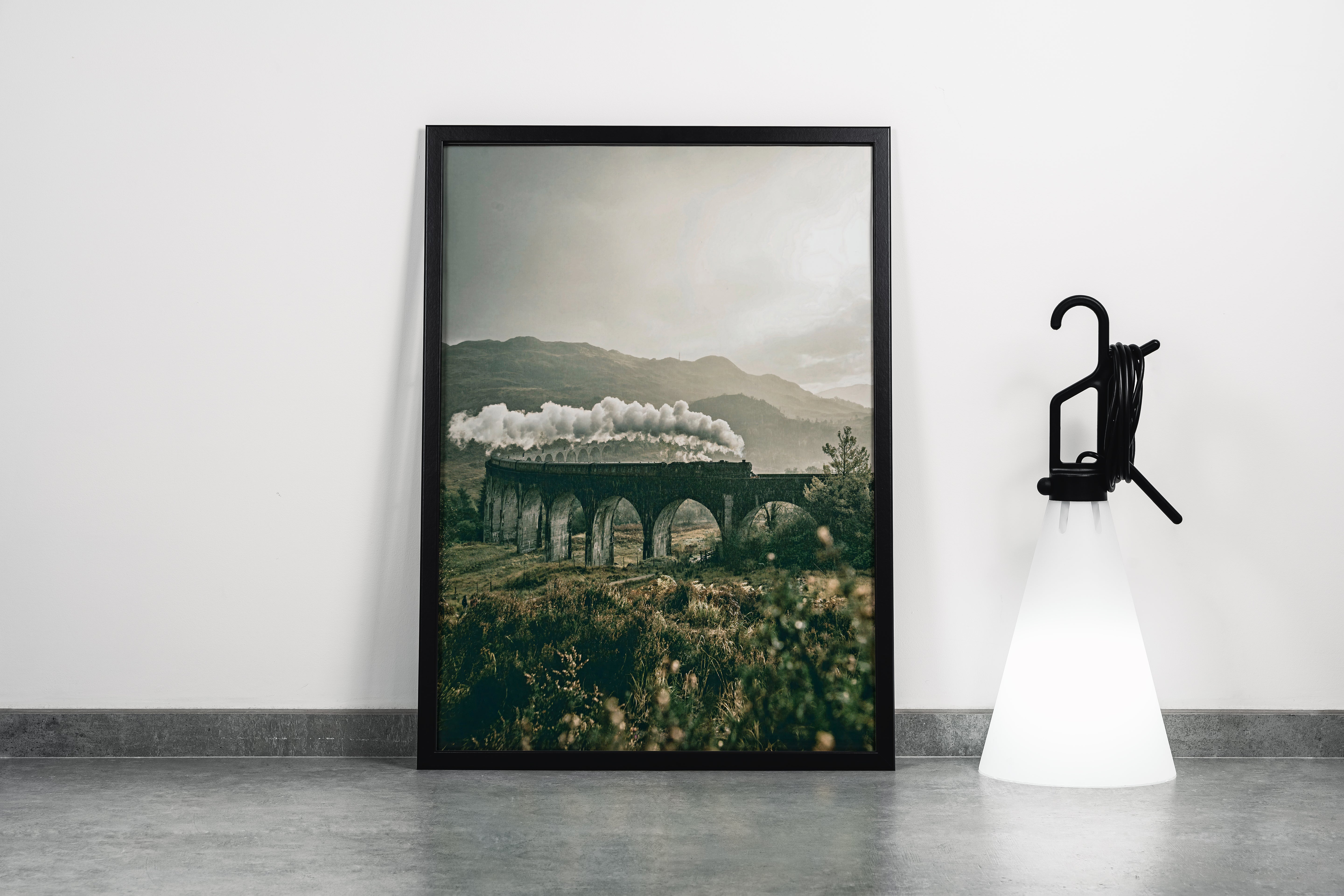 gloomy atmosphere as the train departs, view, art, kanvas tablo