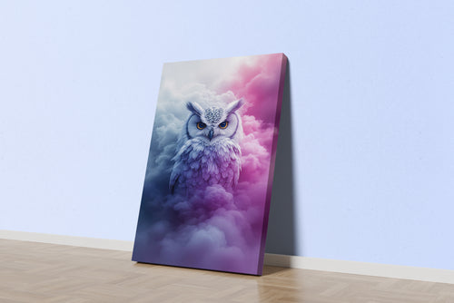 ai creation, white owl among the clouds, ai art, art, kanvas tablo