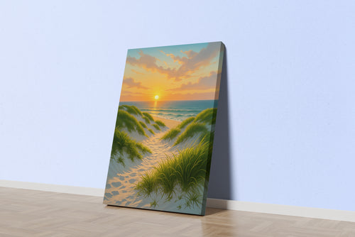ai creation, sunset on the beach among the sand, ai art, art, kanvas tablo