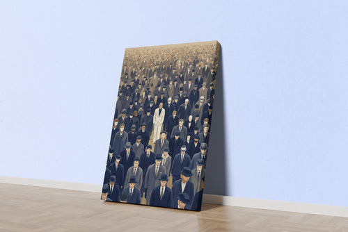 ai creation, the man in the middle of unknown faces, ai art, art, kanvas tablo