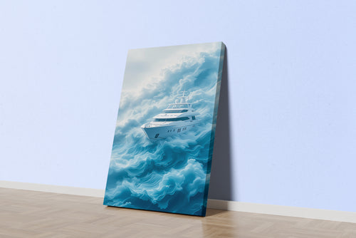 ai creation, a yacht floating in the clouds, ai art, art, kanvas tablo