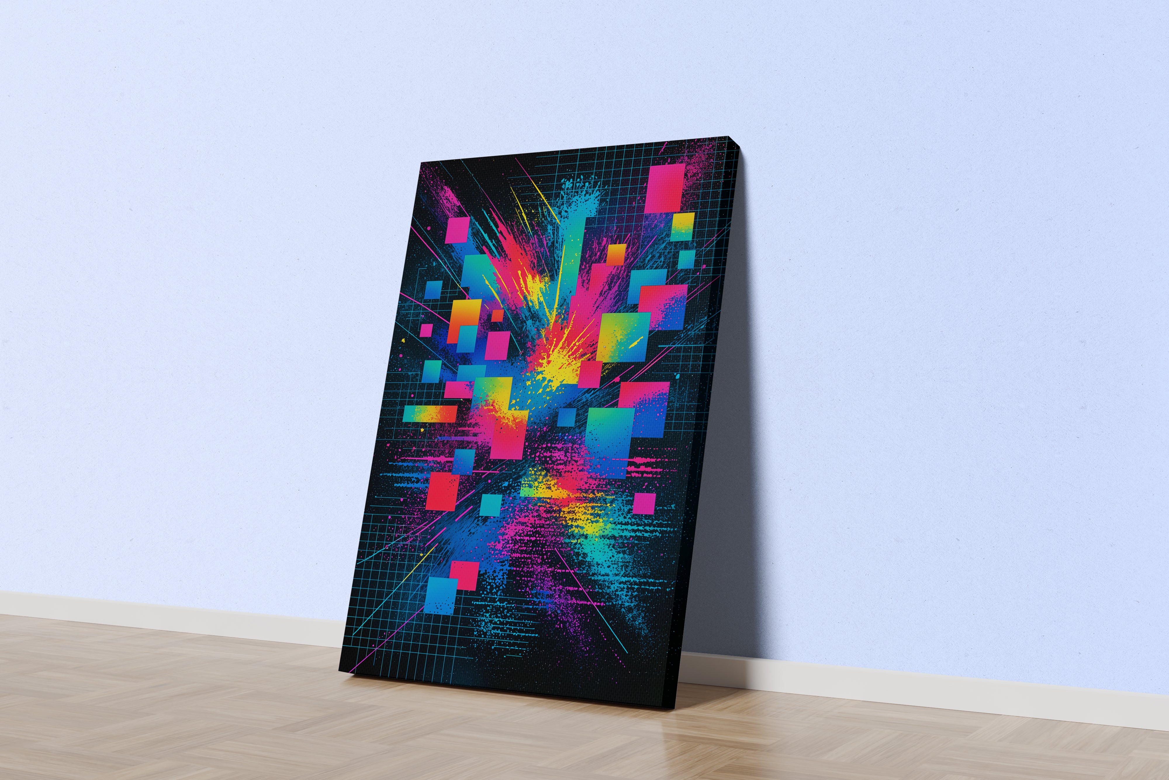 ai creation, colorful cube pieces scattered model 1, ai art, art, kanvas tablo