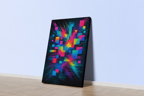 ai creation, colorful cube pieces scattered model 1, ai art, art, kanvas tablo