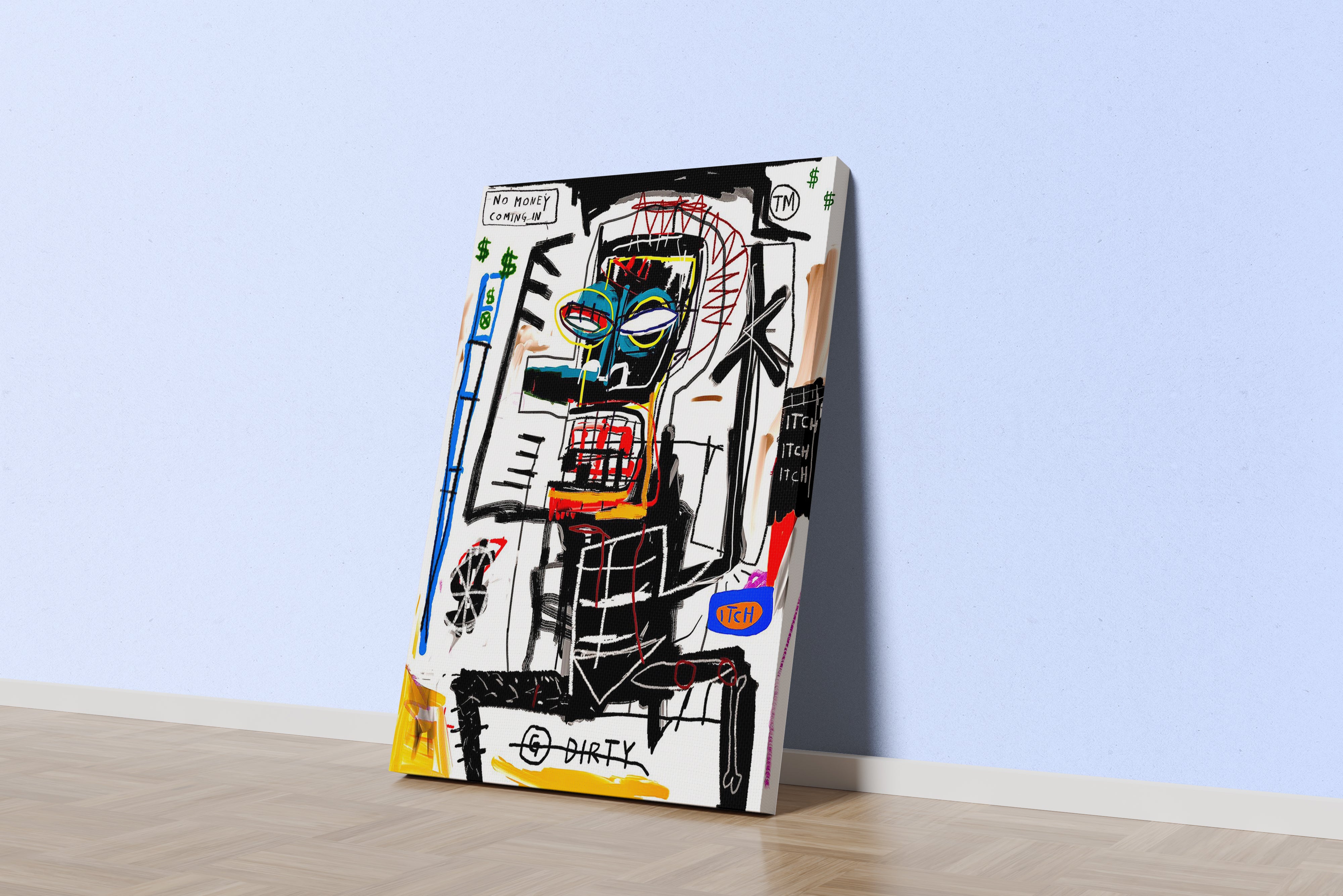 Jean-Michel Basquiat No Money Coming In Soyut Sokak Sanatı Kanvas Tablo