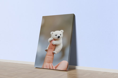 ai creation, baby doll model 6, kid, cute bear on finger, ai art, art, kanvas tablo