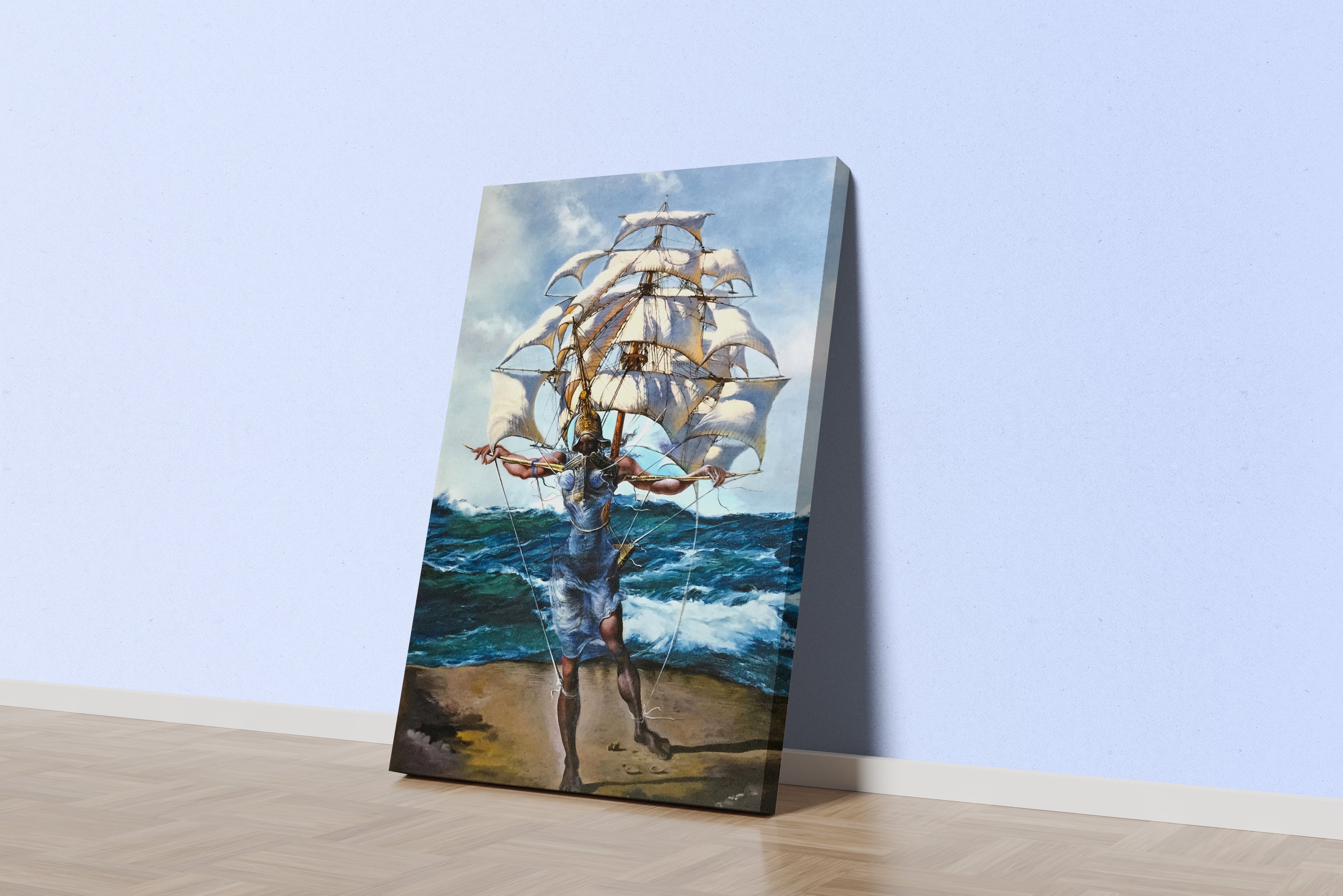 Salvador Dali Gemi ve İnsan Figürü Sürrealist Sanat Kanvas Tablo