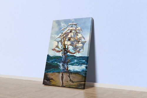 Salvador Dali Gemi ve İnsan Figürü Sürrealist Sanat Kanvas Tablo