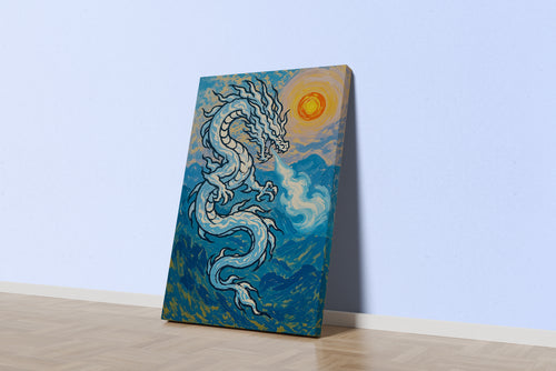 ai creation, light blue dragon, ai art, art, kanvas tablo