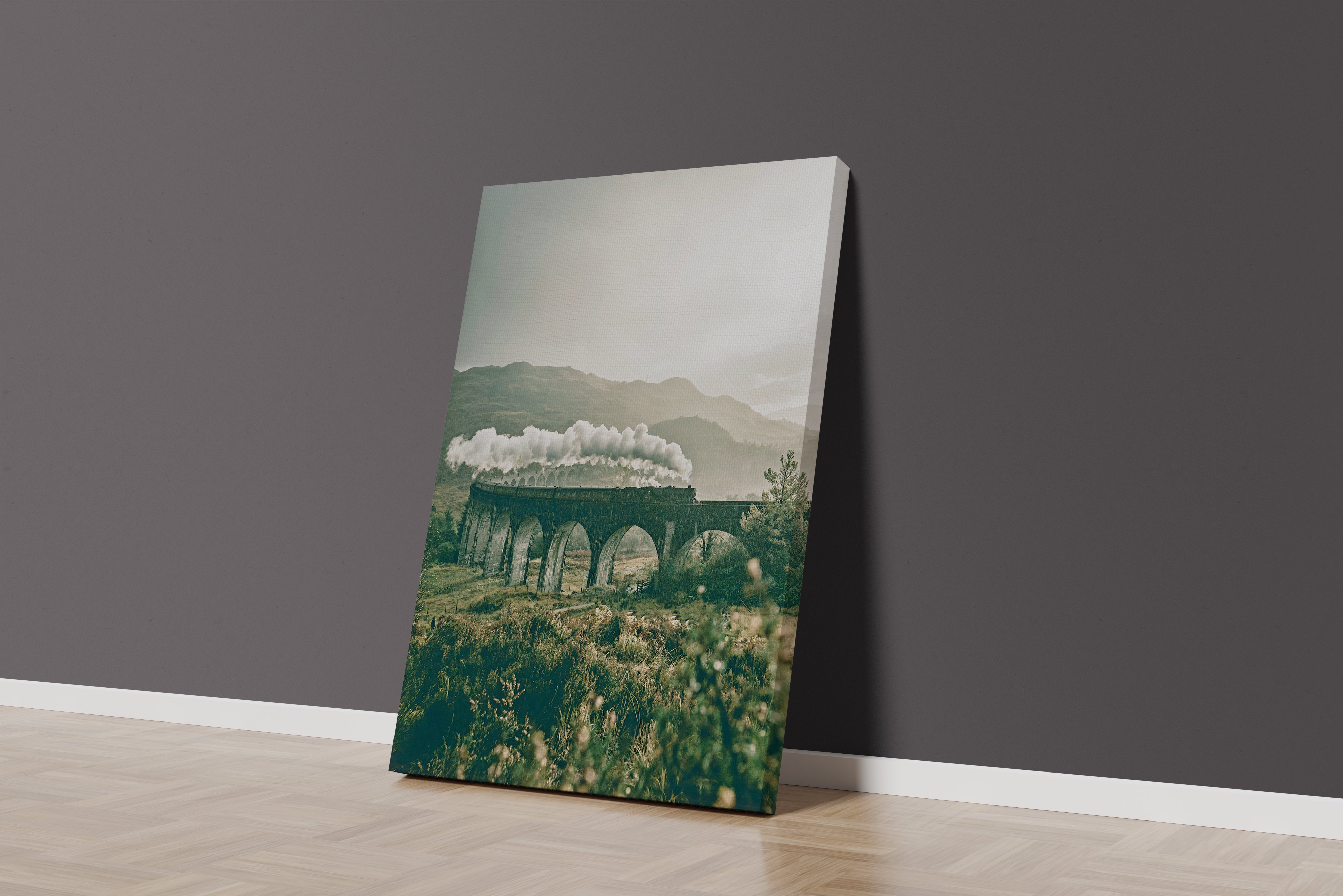 gloomy atmosphere as the train departs, view, art, kanvas tablo