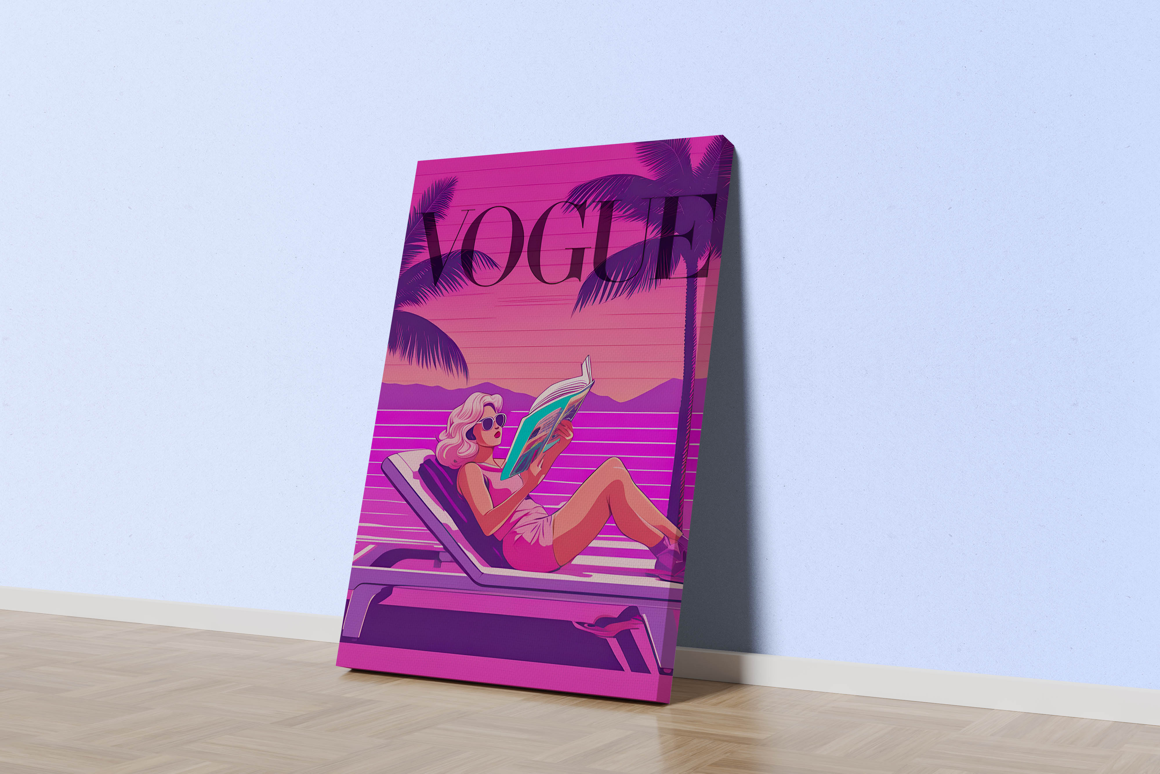 retrowave vogue, pop art, beauty, reading, art, kanvas tablo
