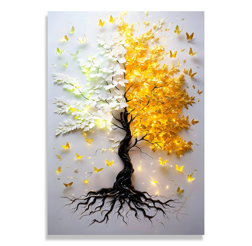 2 Mevsim 1 Ağaç – Uzaktan Kumandalı LED Işıklı Kanvas Tablo