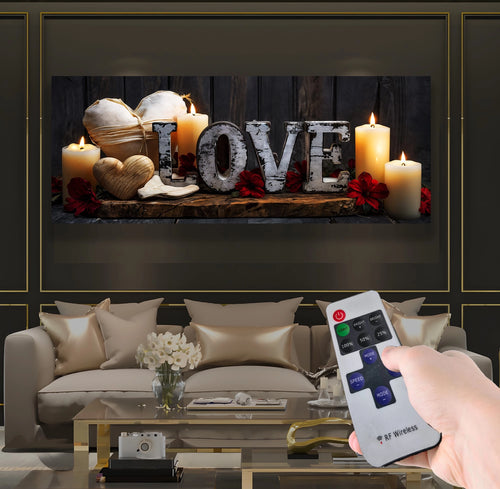 Led Işıklı Uzaktan Kumandalı Oda Mumları Model 1 Kanvas Tablo