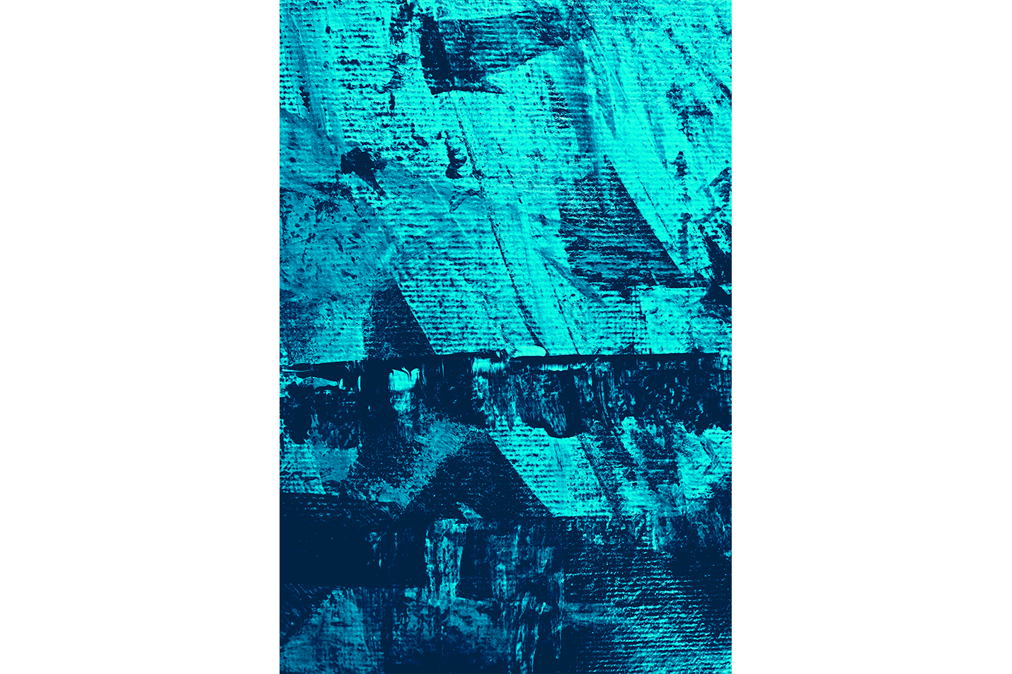 a close-up of a heavily textured abstract painting in vibrant shades of deep turquoise, abstract, art, kanvas tablo