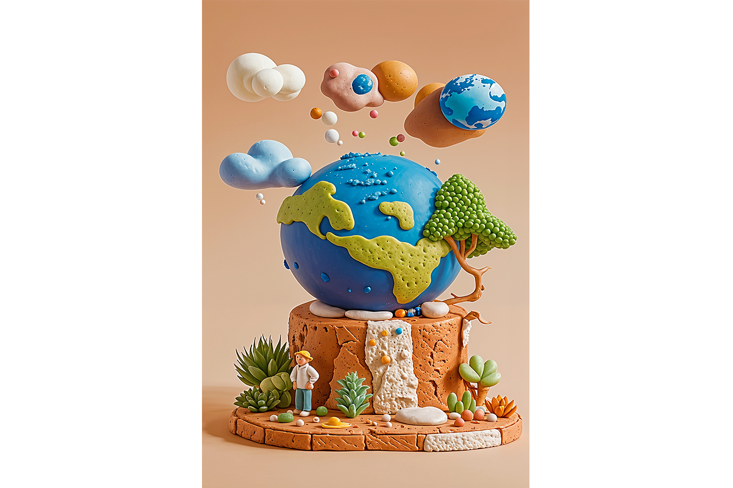 ai creation, planetary system made of dough, ai art, art, kanvas tablo