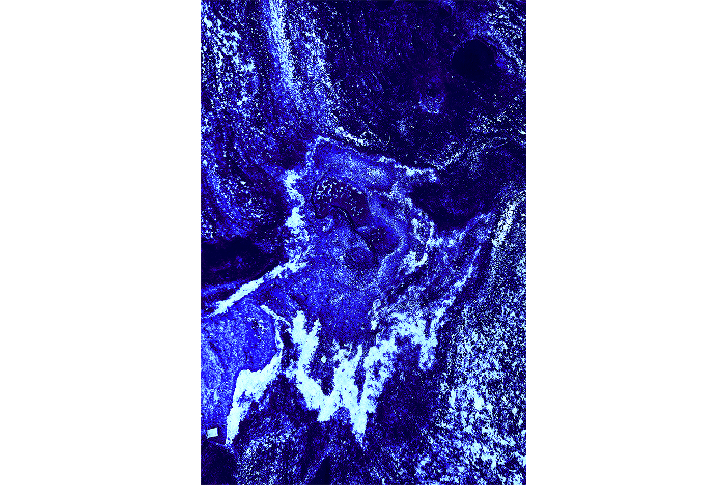 a vibrant abstract image of a deep electric blue and white cosmic rock landscape, abstract, art, kanvas tablo